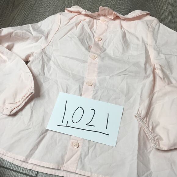 Carrement Beau Girls Long Sleeve Back Buttons Blouse Top Pastel Pink Cotton 4A - Picture 9 of 10